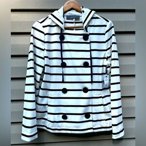 New The Limited size M vintage hooded nautical sailor button stretch jacket